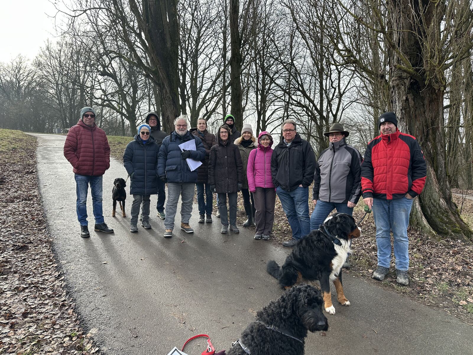 Teilnehmende beim Informationsspaziergang oberhalb des Pfingstborns in Breckenheim